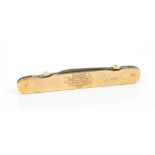 Late Victorian gold (18ct) pocket penknife with engraved monogram and two blades, 7.