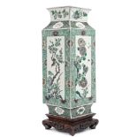 19th century Chinese famille verte vase of square form,