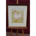 Olwen Jones (b. 1945), signed limited edition etching - The Cockerel, 9/50, in glazed frame, 45.