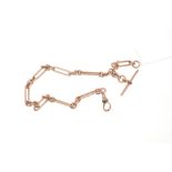 Edwardian 9ct rose gold fetter link watch chain,