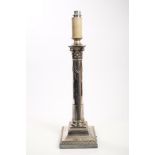 Victorian silver plated table lamp base in the form of a classical half-fluted column,
