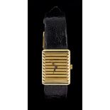Ladies' Piaget 18ct gold wristwatch with ribbed gold dial integral to the case,