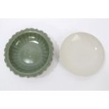Chinese green celadon dish with fluted decoration,