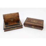 Regency brass inlaid rosewood jewel box of rectangular form,
