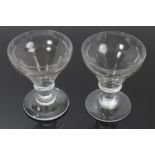 Pair George III glass rummers with knopped stems and splayed foot, 12.