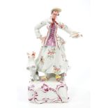 18th century Longton Hall figure of a sportswoman, circa 1755,