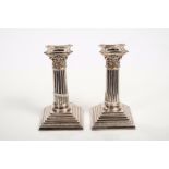 Pair of silver plated 4¾ inch Corinthian Column candlesticks with separate sconces,