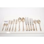 Set of contemporary silver Hanoverian rattail pattern cutlery for eight place settings - comprising