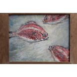 Fid Harnack (1897 - 1983), oil on board - three fish, signed, framed,