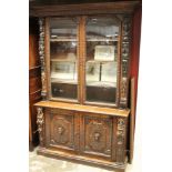 19th century Continental carved oak bookcase,