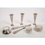 Selection of miscellaneous Victorian and Edwardian silver - including three spill vases of tapering
