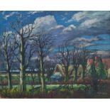 Paul Earee (1888 - 1968), oil on board - landscape with buildings, signed, 60cm x 76cm,