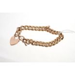 Edwardian rose-coloured metal curb link bracelet with padlock clasp CONDITION REPORT