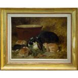 John Frederick Herring Senior (1795 - 1865), oil on panel - rabbits feeding, signed and dated - 'J.