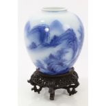 19th century Japanese blue and white vase of baluster form,