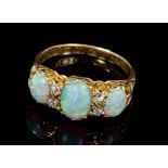Edwardian 18ct gold opal and diamond ring,