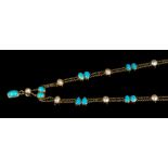 Edwardian turquoise and blister pearl necklace,