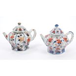 Two early 18th century Chinese Imari teapots and covers of octagonal form,