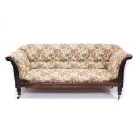 Good quality William IV rosewood double-ended sofa with square back and scroll and rosette carved