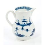 18th century Worcester blue and white sparrow-beak jug with Cannonball pattern decoration and blue