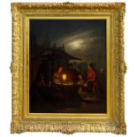 Petrus Van Schendel (1806 - 1870), oil on panel - The Night Market by lamplight, signed, 78cm x 61.