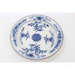 18th century Derby blue and white plate painted in the Chinese floral taste, circa 1785,