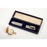 Edwardian silver novelty paper knife mounted with a model of a pig and engraved - Waterman's Ideal