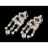 Pair Art Deco diamond ear clips,