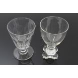 George IV glass rummer with slice-cut bowl and engraved 'RCB' monogram,