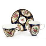 Rare 18th century Worcester 'Duchess of Kent' pattern trio, circa 1775,