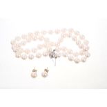 Cultured pearl necklace with a single string of fifty-three cultured pearls measuring approximately