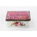 18th century Staffordshire enamel box, circa 1770, of waisted rectangular form,