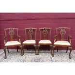 Set of eight mahogany Chippendale-style dining chairs,