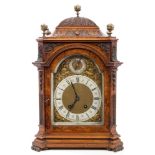 Late 19th century German bracket clock with eight day movement striking on a gong,
