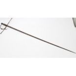 17th century Spanish rapier with copper ribbed grip, turned steel knuckle bow and long quillons,