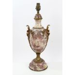 Good quality late 19th / early 20th century French bronze and rouge marble urn-shaped electric lamp