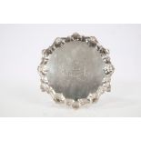 Early George III silver waiter of hexagonal form, with piecrust border and shell and scroll edge,
