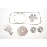 Group of contemporary silver and white metal jewellery