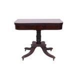 William IV mahogany D-shaped card table,