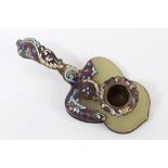 An early 20th century European champlevé enamelled chamber stick, possibly French or Russian,