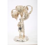 Early 20th century silver plated centrepiece modelled as an Indian Sikh soldier with sword,