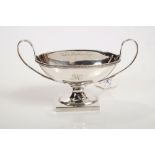 George III silver salt in the form of a shallow two-handled urn, with bead border,