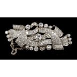 Good quality Art Deco diamond plaque brooch,