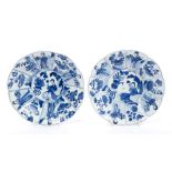 Pair late 17th century Chinese Kangxi blue and white dishes of lobed form,