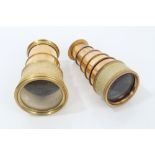 Two Georgian gilt brass and carved ivory monoculars in remnants of cases