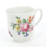 18th century Worcester coffee cup, polychrome painted with floral sprays in the Rogers style,