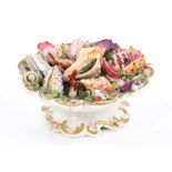 Early 19th century Chamberlains Worcester porcelain shell display in dish with naturalistic