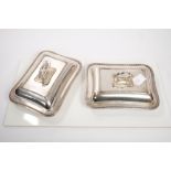 Pair late 19th / early 20th century silver plated serving dishes of rectangular form,