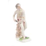 18th century Meissen figure of a classical partially-clad figure - blue crossed swords mark,