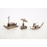 Early 20th century Dutch silver model of a ship (English Import marks for London 1908),